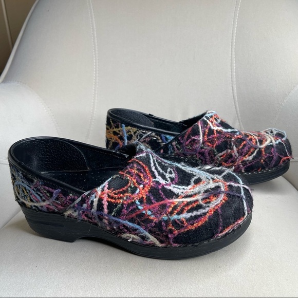 Dansko Black Confetti Scribble Wool Yarn Professional Comfort Clogs EU 40 US 9.5 - Picture 1 of 5